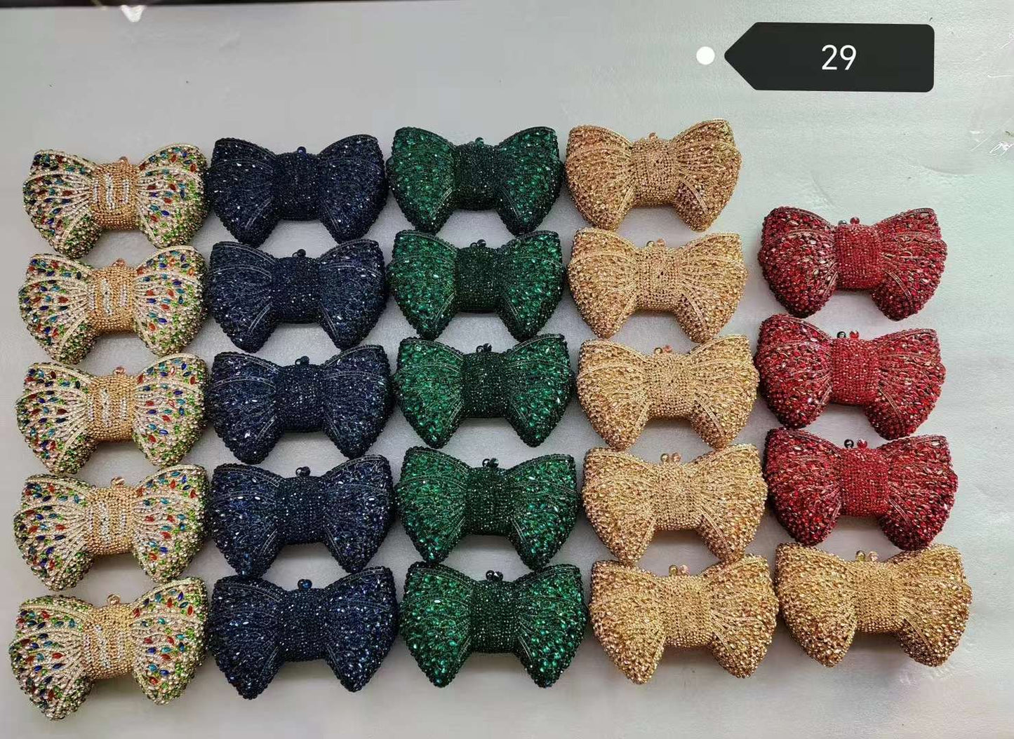 Newest Rhinestone Green/Black Clutch Purse Bow Luxury Diamond Women Red Evening Clutches Bags Wedding Bridal Bag Stones Handbags