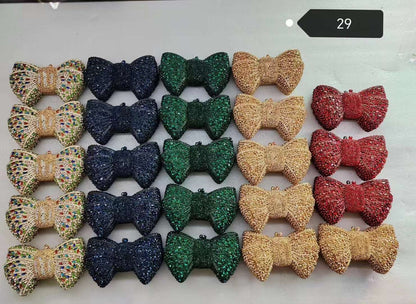 Newest Rhinestone Green/Black Clutch Purse Bow Luxury Diamond Women Red Evening Clutches Bags Wedding Bridal Bag Stones Handbags