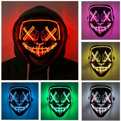 1 pcs Attractive Neon EL Wire Mask  More Colors For Choice Luminous LED Purge Mask Adult Cosplay Prop For Night Glow In The Dark