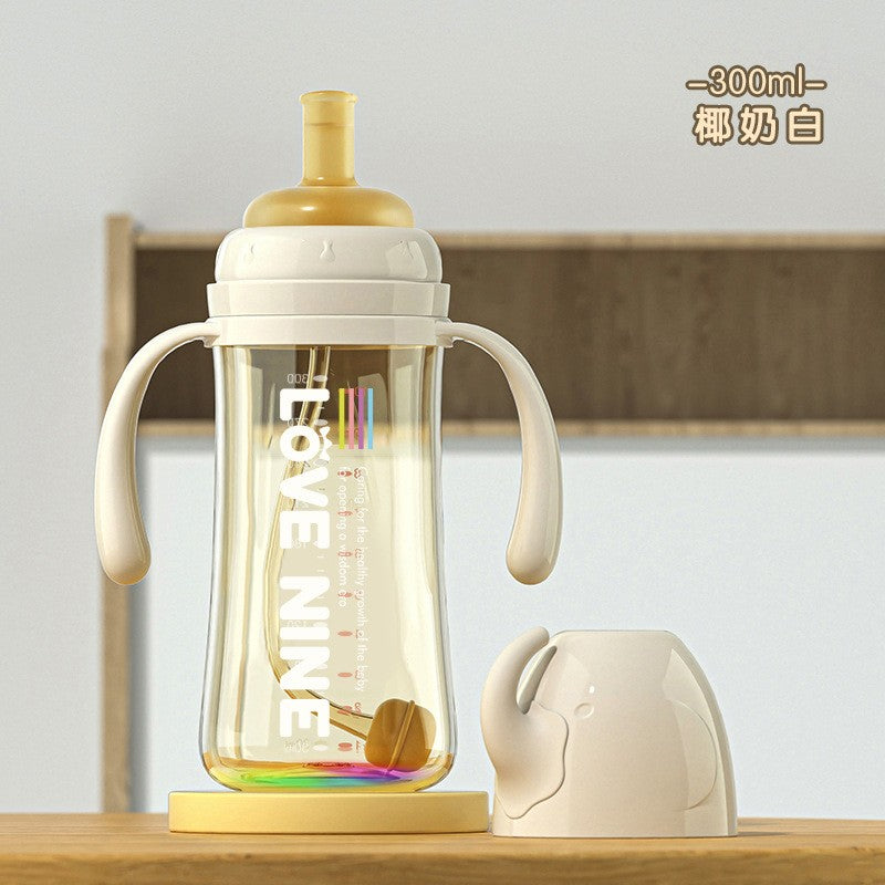 300ML PPSUTemperature-Sensitive Anti-Flatulence Feeding Bottle Baby Straw Cup Drop-Resistant Direct Drink No-Spill Cup1-3Weaning