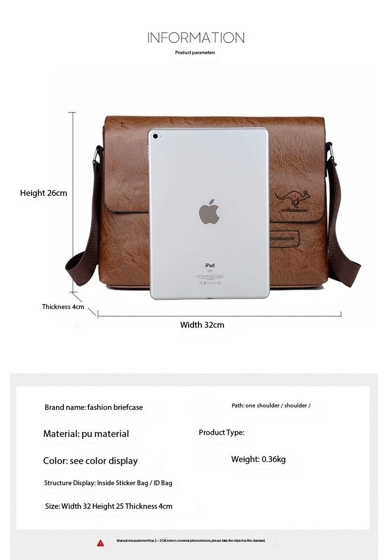 Business Shoulder Bag For IPAD PU Leather Business Handbag Men Messenger Bag Large Side Sling Bag Fashion Man Crossbody Bag