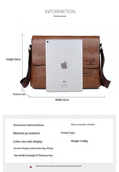 Business Shoulder Bag For IPAD PU Leather Business Handbag Men Messenger Bag Large Side Sling Bag Fashion Man Crossbody Bag