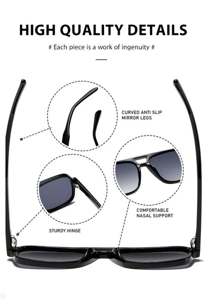 3507 Double Bridge Square Aviator Sunglasses - UV400 Vintage Pilot Style, Retro Classic Sun Glasses for Men Women Unisex 411240