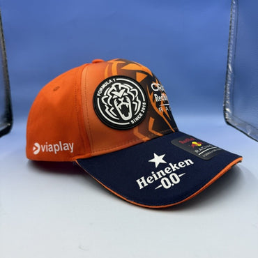 Verstappen Red Bull racing cap with orange curved brim RedBull baseball cap for summer shade breathable and adjustable sun hat