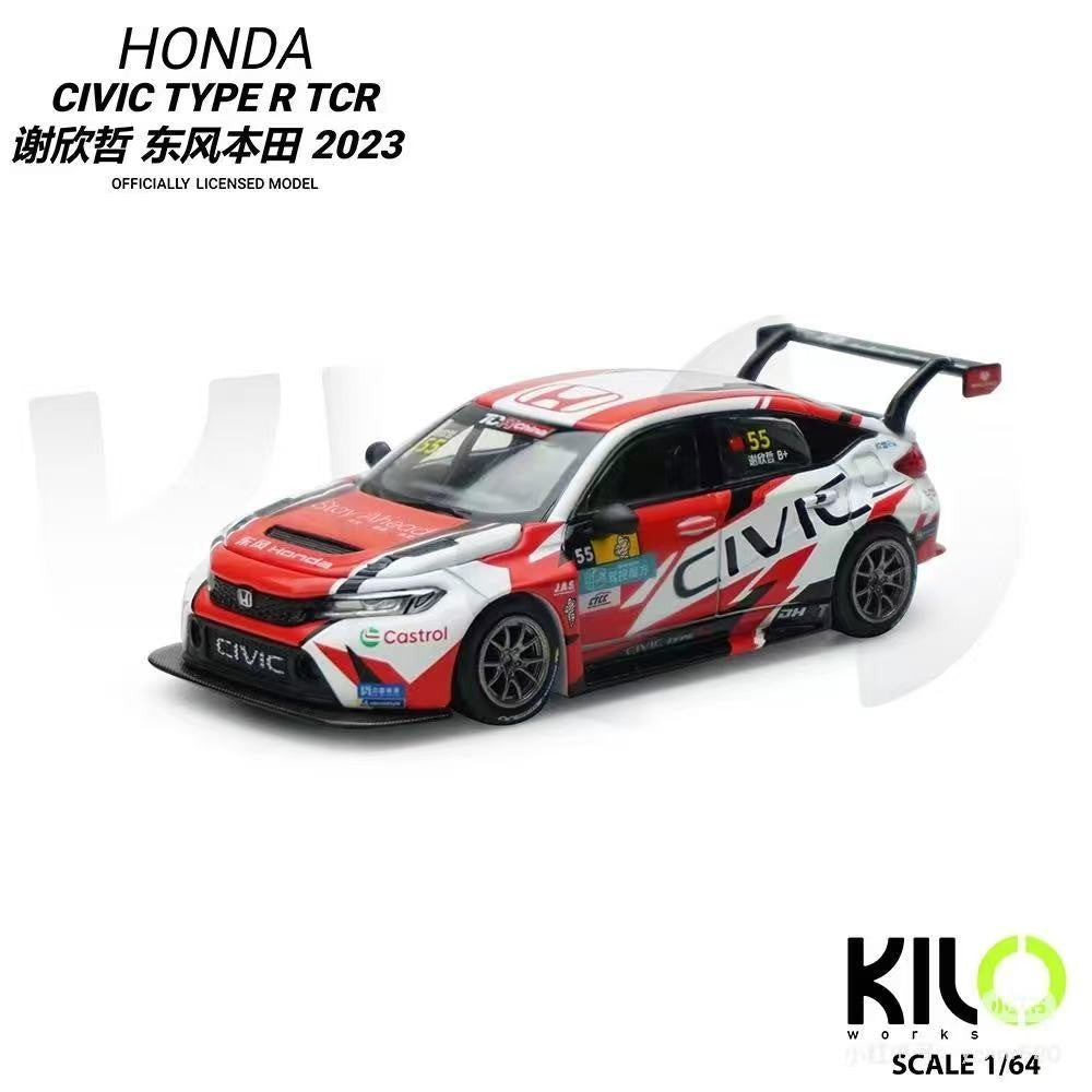 Novidade em Estoque Kilo Works 1:64 Honda Civic Type R Tcr 2025 Apa Xpo Exhibition Edição Limitada Modelos em Miniatura de Liga Fundida Brinquedos