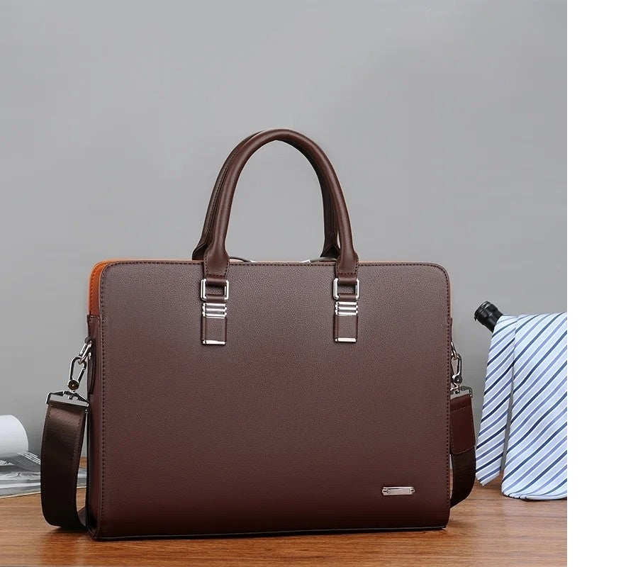 MOTAORA Genuine Leather Laptop Bag Men 14-15.6 Inch Business Briefcase Work Messenger Bag for MacBook HP Dell Acer