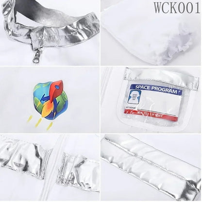 Boy's Space Suits Astronaut Costume for Kids Cosplay Girl Space Performance Astronaut Spaceman Party Dress Up Hooded Gloves Suit