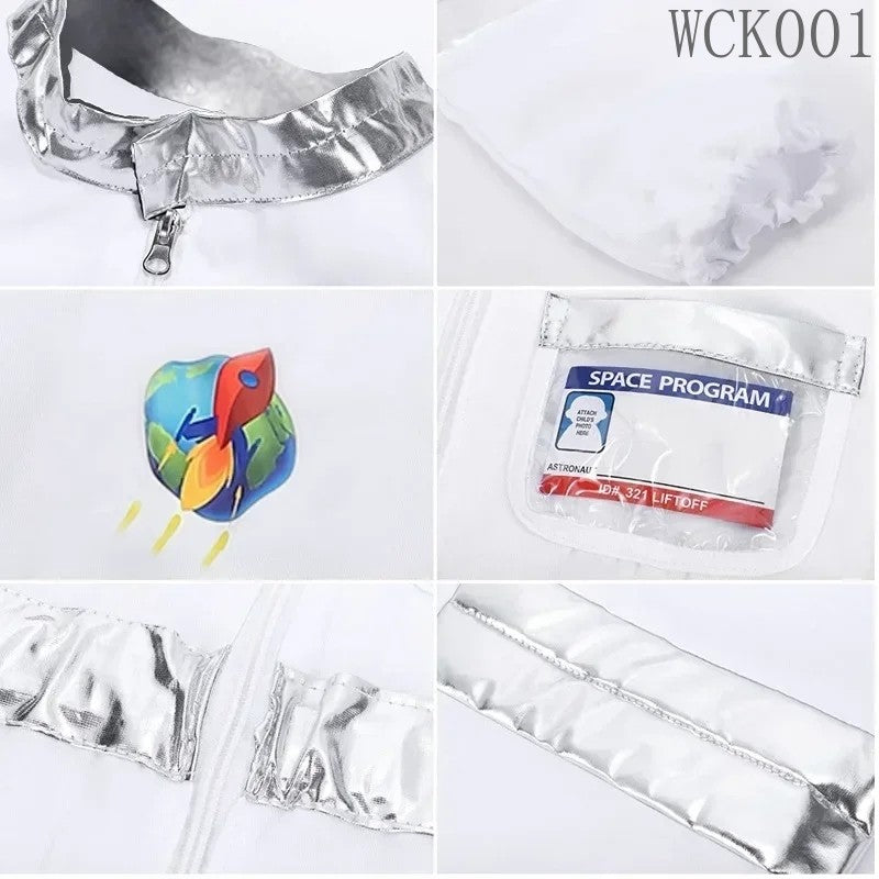 Boy's Space Suits Astronaut Costume for Kids Cosplay Girl Space Performance Astronaut Spaceman Party Dress Up Hooded Gloves Suit