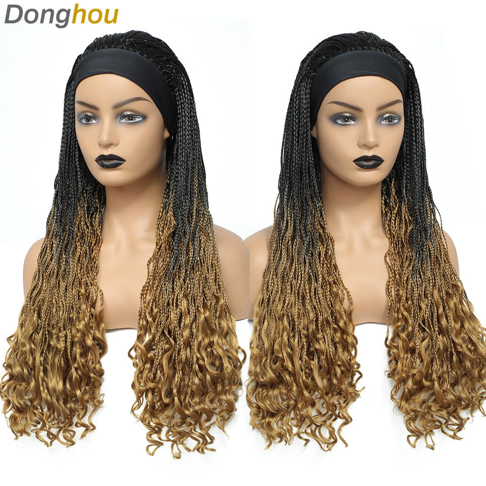 Donghou Wig Headband Box Braid Wig Ombre Braided Head Band Wig Goddess Box Braid Synthetic Headband Wig Perruque Avec Bandeau