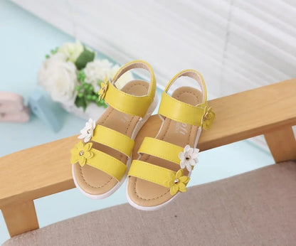 Girls Sandals Gladiator Flowers Sweet Soft Children Beach Shoes Kids Summer Floral Sandals Princess Fashion Cute High Quality