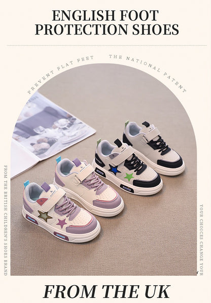 PU Leather Sport Shoes For Children 2025 Trend Fashion Teenager Girl's Sneakers Anti-slippery Kid's Tennis Shoes Running Shoes