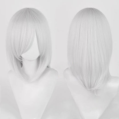 Perucas de Cosplay Multicoloridas 40cm Curtas Retas Masculinas Perucas Sintéticas Resistentes ao Calor para Cosplay de Anime e Festas de Halloween