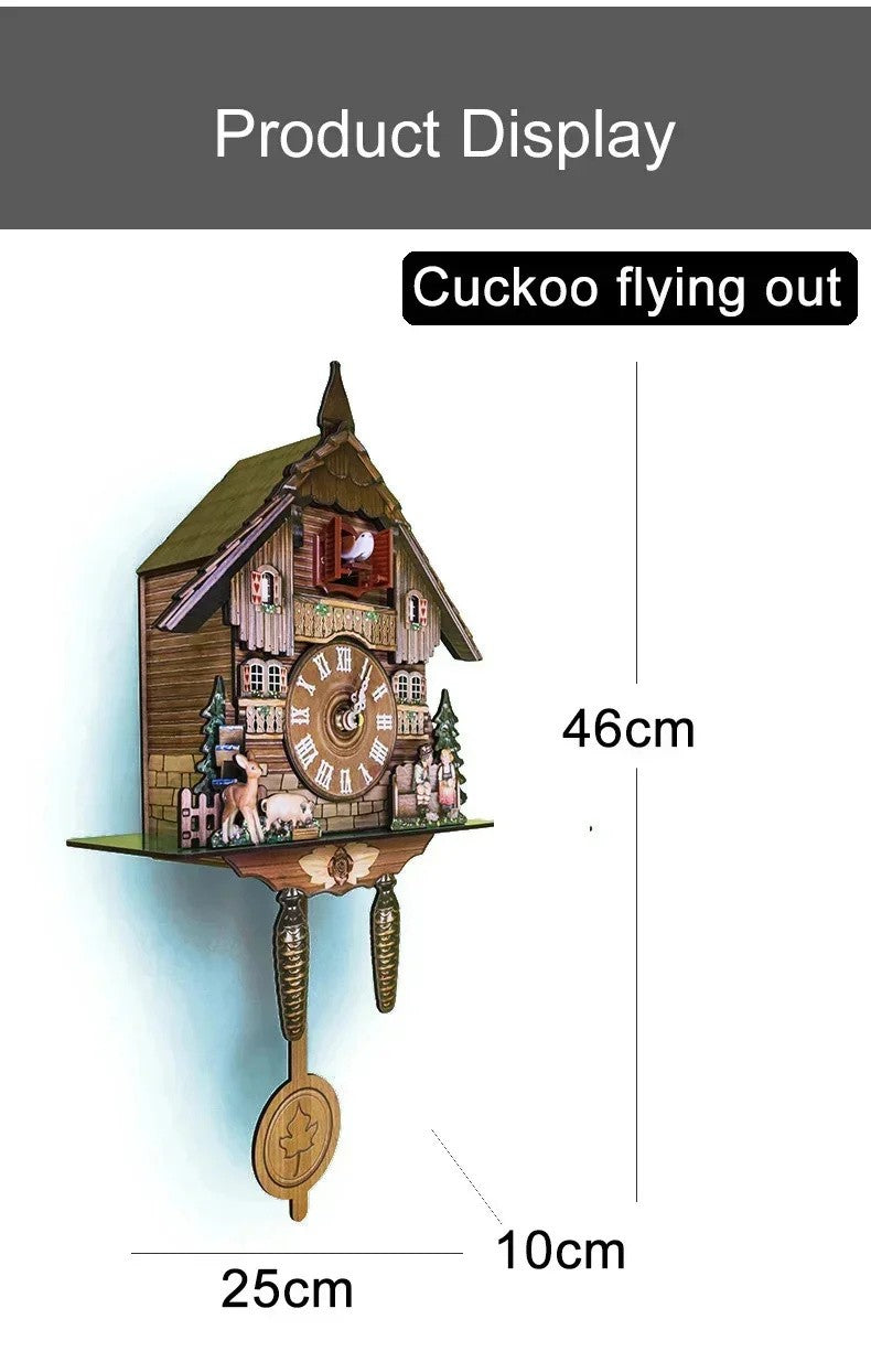 Wooden Hanging Wall Clock Bird Alarm Clock Cuckoo Clocks For Home Kid's Room Decoration Quartz Watch Decorative Home Decor