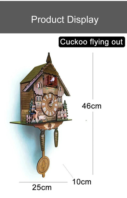 Wooden Hanging Wall Clock Bird Alarm Clock Cuckoo Clocks For Home Kid's Room Decoration Quartz Watch Decorative Home Decor