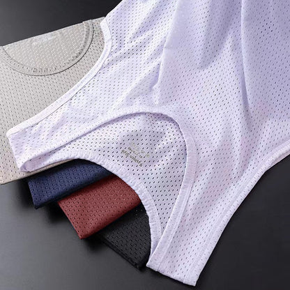 Men's Ice Silk Mesh Tank Tops Gym Stringer Transparent Bodybuilding Sleeveless Shirt Fitness Vest Male mesh Muscle Singlets