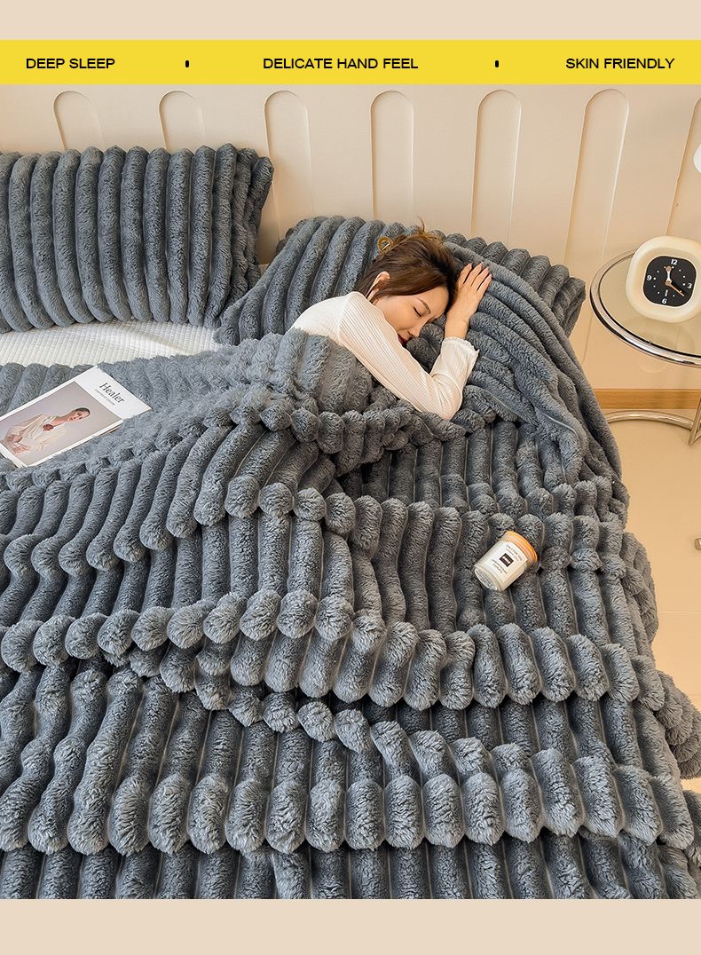 Striped Flannel Fleece Blanket Ultra-Soft Lightweight White Blanket Throw/Twin/Qveen/King Sizes Multi-Color For Bed Couch