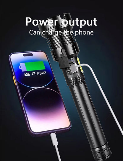 High Power Led Flashlight XHP390 High Lumen 10000000 Rechargeable Most Strong Light Lamp Tactical Lantern Camping Outdoor Torch