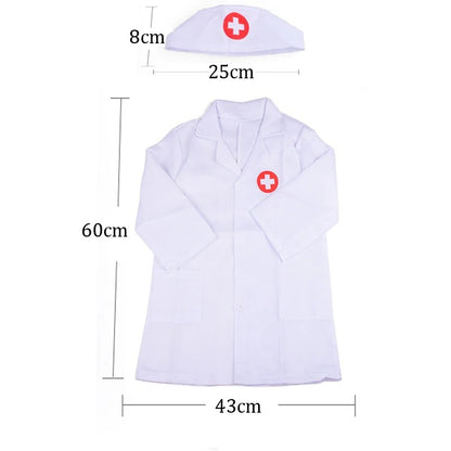 Kids Doctor/Nurse Clothing with Hat Children Cosplay Costumes Halloween Play the Role Props Uniform for Boys and Girls TMZ