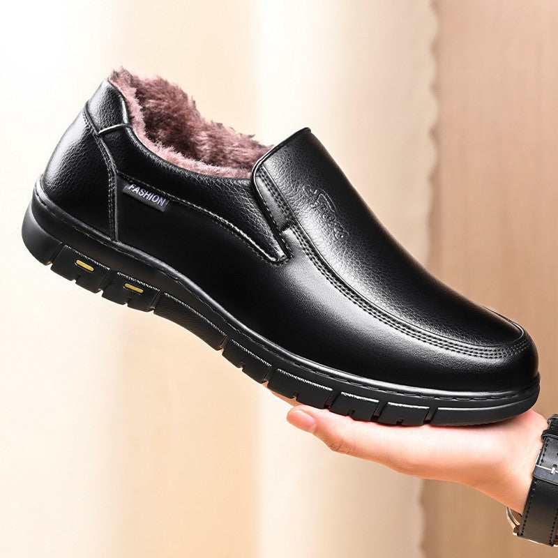 Winter Warm Men Casual Shoes Genuine Leather Breathable Man Loafers High Quality Mens Formal Dress Shoes Slip on Driving Shoes