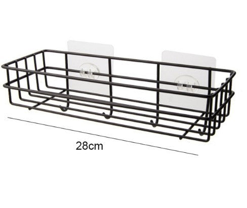 Prateleira de banheiro de ferro forjado estilo japonês, rack de armazenamento de gel de banho montado na parede, suporte de higiene pessoal sem furos para toalete