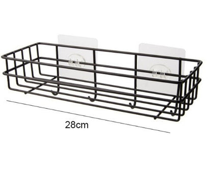 Prateleira de banheiro de ferro forjado estilo japonês, rack de armazenamento de gel de banho montado na parede, suporte de higiene pessoal sem furos para toalete
