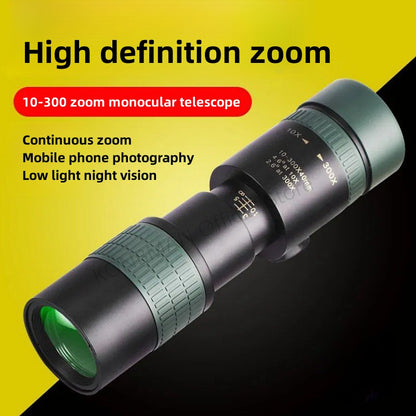 10-300X Zoom Alta Definição Potente Binóculo Telescópio Remoto Portátil Alta Qualidade Profissional Caça Monocular Telescópio
