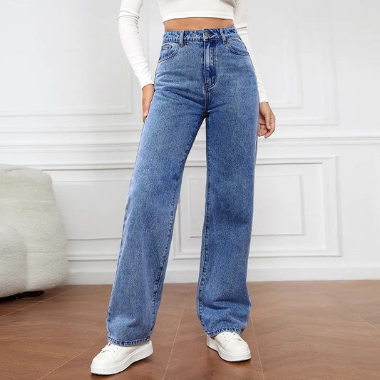 2000s Jeans Women High Waist Wide Leg Straight Y2K Jean Women's Loose Fit Denim Trousers Comfortable Plus Size Casual Pants