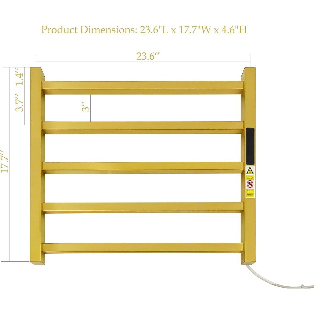 5 Bars Luxury Heated Towel Rack Wall Mounted Towel Warmers, Towel Warmer Rack for Bathroom with Timer & Temperature Multi-Level
