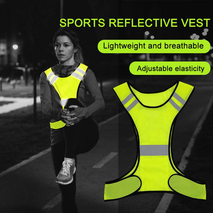High Visibility Running Vest Breathable Fluorescent Mesh Vest Lightweight Adjustable for Men Women Outdoor Night Riding