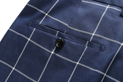Fashion Male Business Social Suit Pants Black / Blue / Burgundy Men Wedding Plaid Dress Trousers