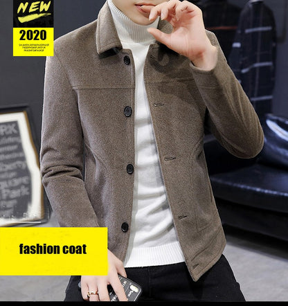 Autumn Winter Short Woolen Coat Merino Wool Men Korean Mink Imitation Jacket Trendy Heavy Clothes Mens Overcoat Heren Jas