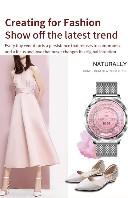 New Women Smart Watch 1.32"AMOLED Full Touch Screen Bluetooth Call Blood Pressure IP68 Waterproof NFC 7.3mm Ultra-thin bracelet