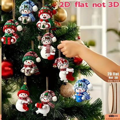 15 Pieces in a Random Assortment of Styles, Christmas Snowmen in Various Poses Holding Christmas Gifts, Handmade Christmas Hanging Ornaments, Essential Christmas Decorations, Great Gift Items