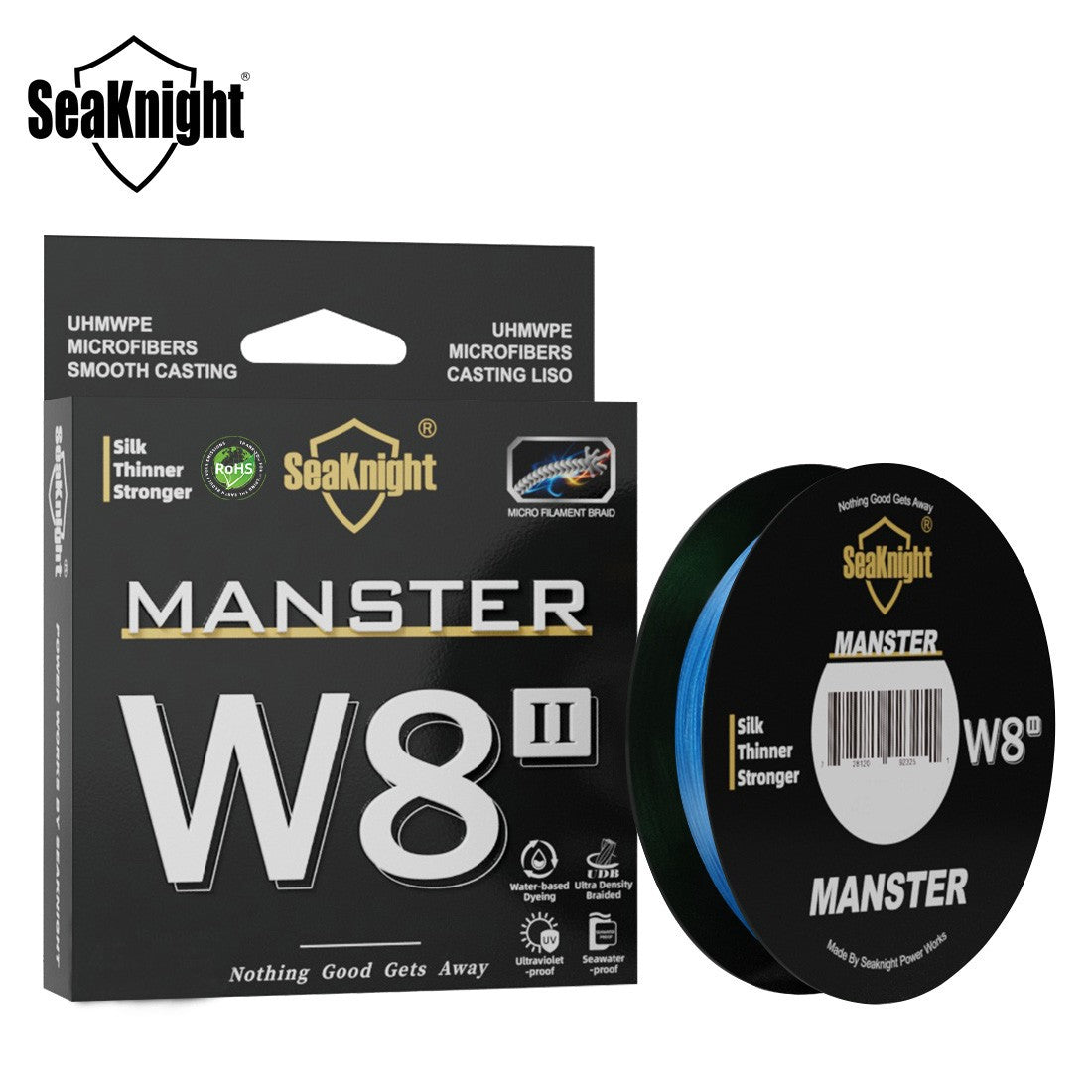 Linha de Pesca SeaKnight W8 II 300M PE, 8 Fios, Multifilamento Trançado, Revestimento Atualizado de Resina de Silicone, Pesca em Água Salgada
