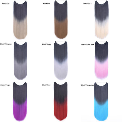 Jeedou One Piece Sem Clipes Apliques Ombre Cor Elasticidade Invisível Fio de Pesca Ondulado Extensão de Cabelo Sintético