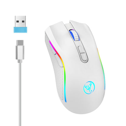 Mouse Gamer Sem Fio Recarregável 2.4G RGB Ergonômico Retroiluminado para PC Notebook