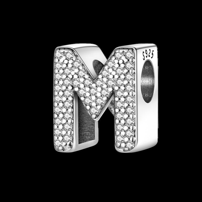 Fit Original Bangle Bracelet DIY A-Z Alphabet Charms Bead 925 Sterling Silver CZ Zircon LOVE Letter Dangle Pendant Jewelry Gift