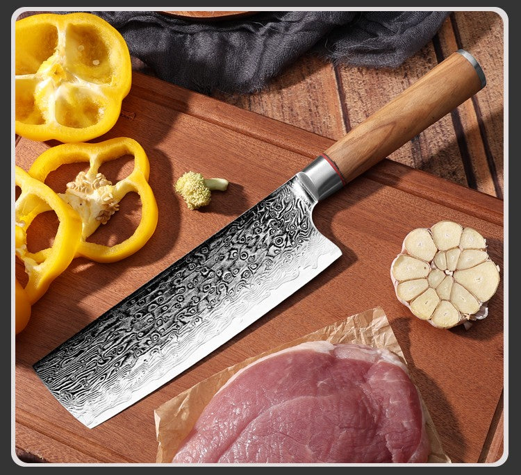 Faca de Chef Aço Damasco 67 Camadas Lâmina VG10 Cabo de Madeira Cutelo para Carne Legumes Faca de Cozinha Japonesa Nakiri Messer