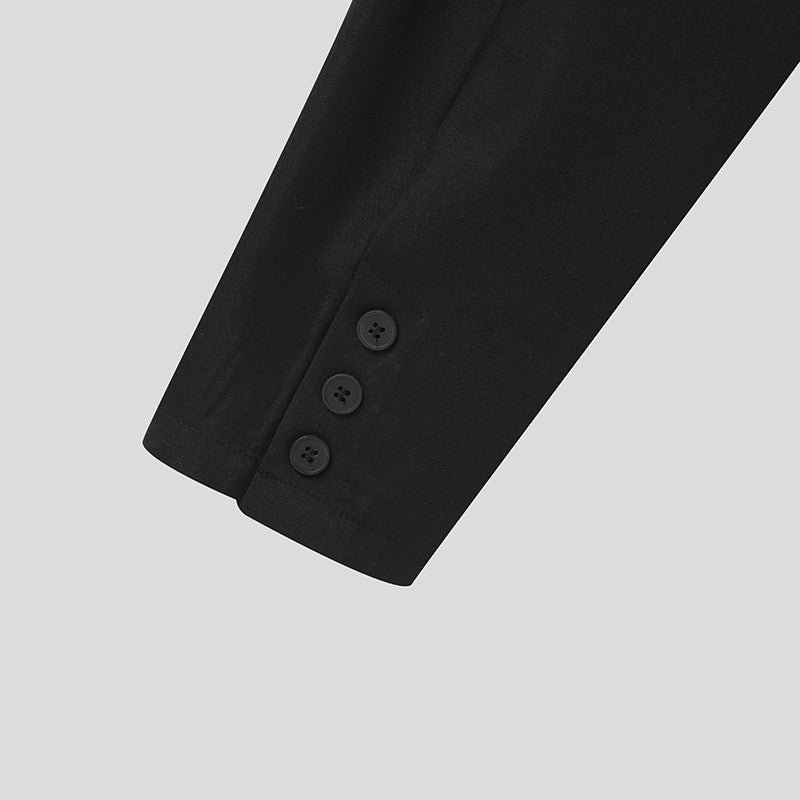 Men Blazer Solid Color Lapel Long Sleeve One Button Autumn Casual Suits Streetwear 2023 Fashion Male Crop Coats S-5XL INCERUN