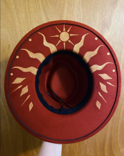 Chapéu Fedora Pintado à Mão Masculino e Feminino Chapéu Panamá Moda Primavera Outono com Pena Envolta Chapéu Fedora de Lã com Aba Grande
