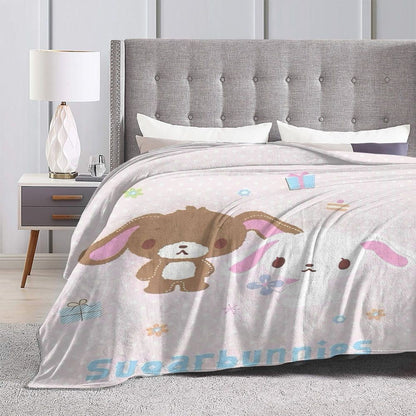 Sugarbunnies Sugar Rabbit Knitted Blanket Fleece Super Soft Throw Blankets for Outdoor Travel Bedroom Quilt