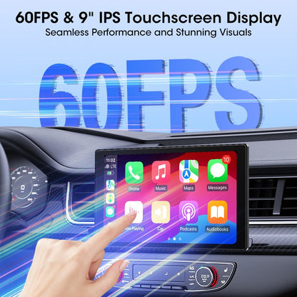 Suporte de 7/8/9'' Orientação e Espelho Retrovisor de Carro com Rádio CarPlay Sem Fio Android Auto Multimídia de Vídeo Tela Universal