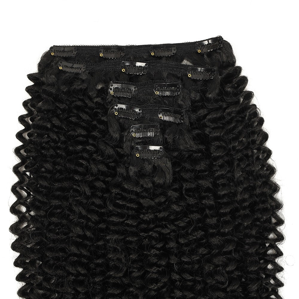 Extensões de cabelo encaracoladas tipo kinky sintéticas com presilhas, apliques de cabelo natural, extensões com presilhas, 6 peças, cabeça inteira, presilhas de 66 cm/140 g
