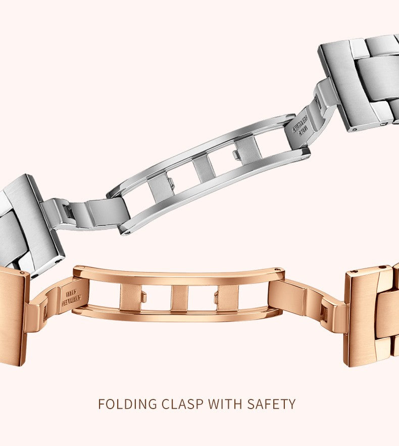 Classic square waterproof stainless steel material women's quartz watch