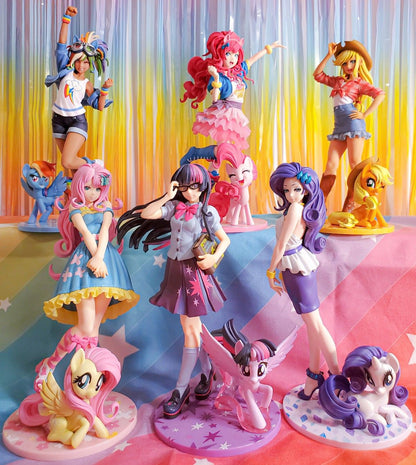 My little Pony Bishoujo Rarity Sunset Shimmer Applejack Twilight Sparkle Pinkie Pie Anime PVC Action Figure Toy Collection Doll