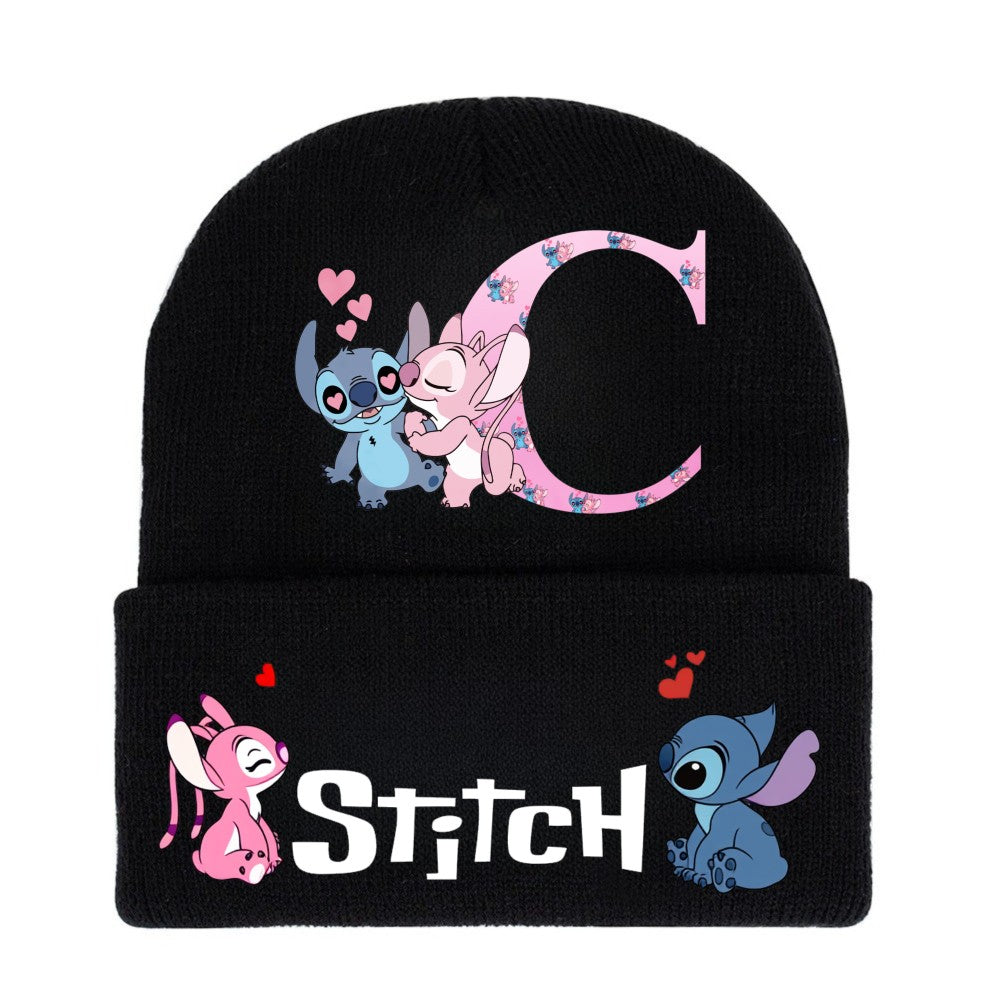 Disney Anime Stitch Chapéu Infantil de Malha com Estampa de Anime para Meninas Touca Gorro Gorro Quente de Malha para Ruas e Áreas Externas Kawaii Presente para Festa de Jogo