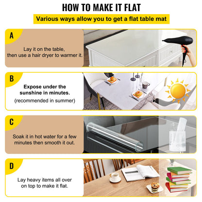 SucceBuy 1.5mm2mm PVC Table Cloth Transparent Clear Desk Cover Protector Plastic Soft Glass Waterproof Oilproof for Dining Table