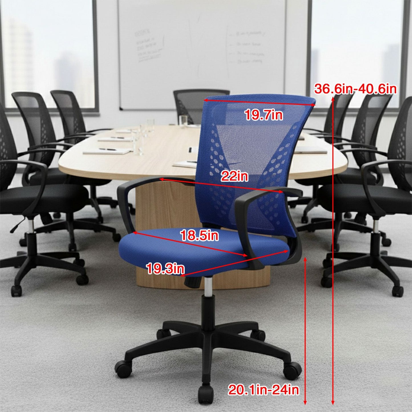 Cadeira de Escritório, Cadeira de Malha Ergonômica para Computador, Cadeira Giratória Média com Suporte Lombar e Braços