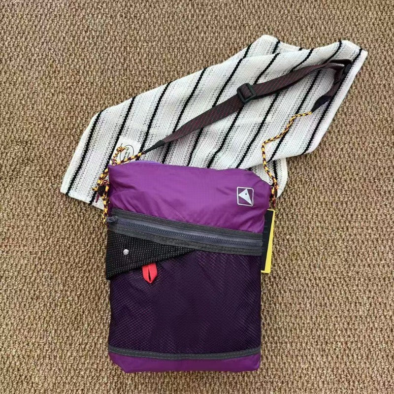 2025 New Ultra-Light Unisex Single-Shoulder Crossbody Bag, Hollow Mesh Color-Blocked Men's Cycling Travel Messenger Bag