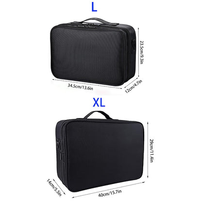 Makeup Case 3 Layers Cosmetic Organizer Brush Bag Barber Train Case Makeup Artist Box for Hair Curler Hair Straightener Brush